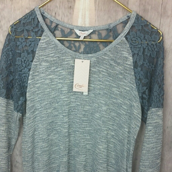 New Candies Metallic Lace Blouse Top Large - Picture 2 of 8